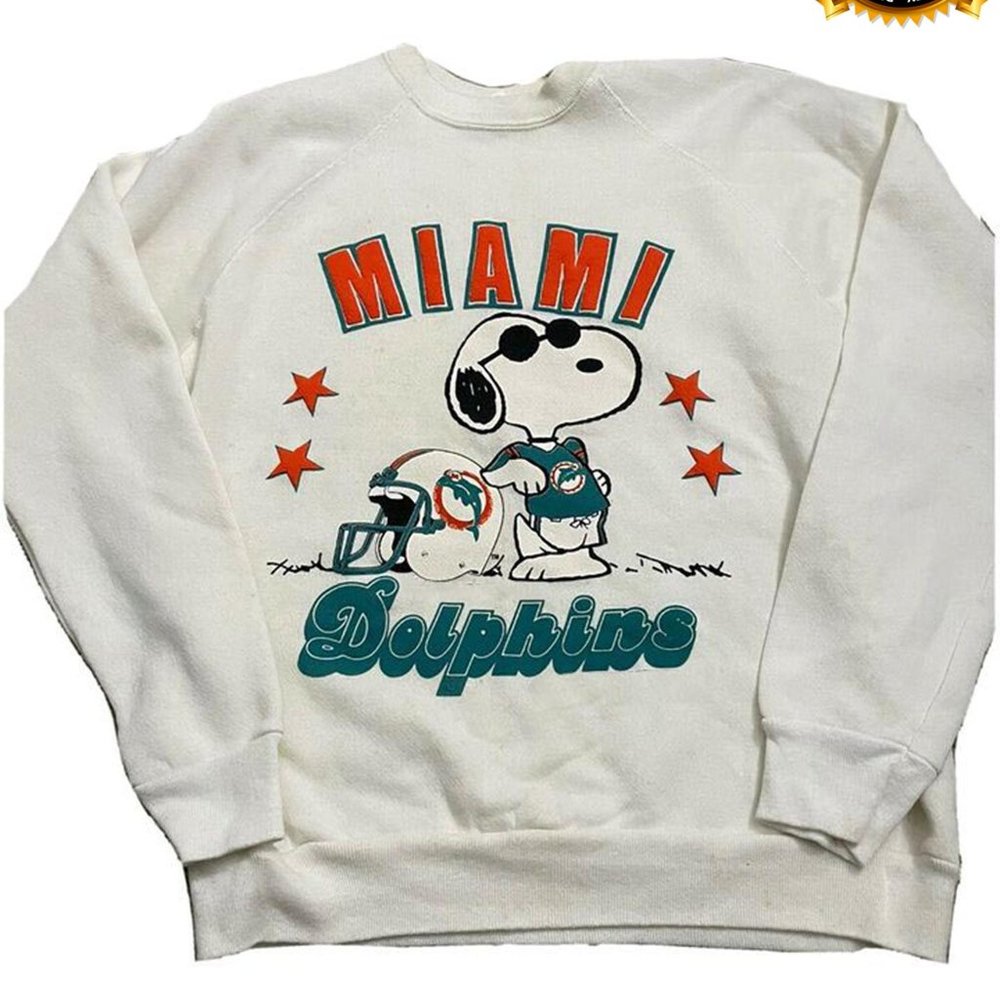 Vintage NFL Miami Dolphins Peanuts Snoopy Shirt, American Sport Shirt, Football